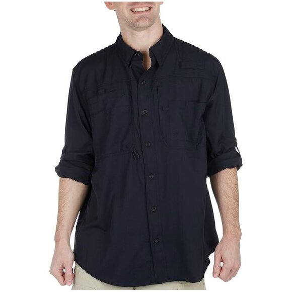 Reel Legends - Men’s Saltwater II Performance Fishing Shirt in Black, size Small - Picture 1 of 7